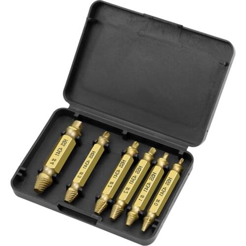 6pcs Damaged Screw Extractor Drill Bit Set Easily Take Out Broken Screw,Bolt Remover Stripped Screws Extractor Demolition Tools