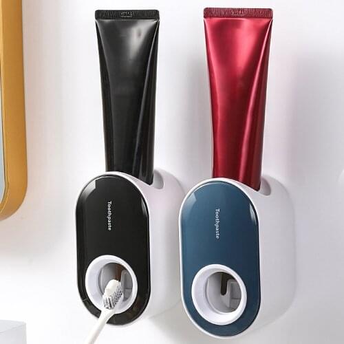 Automatic Toothpaste Dispenser Squeezer Punch-free Toothbrush Toothpaste Storage Adhesive Wall Hangers Bathroom Accessories