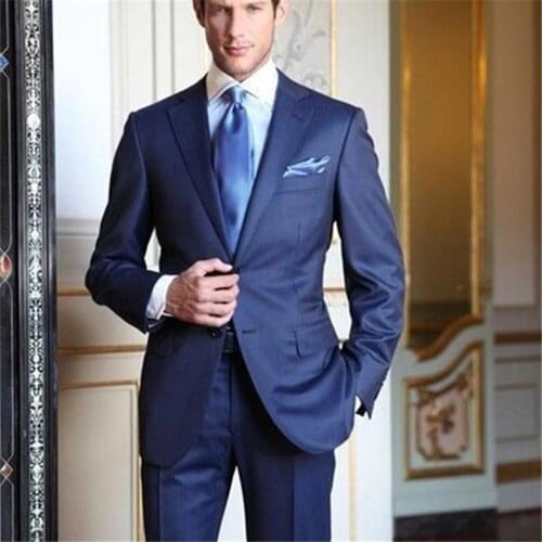 Null Custom Made Royal Blue Groom Tuxedos Custom 2020 Wedding Formal Men Suits Bridegroom Business Suit (Jacket+pants)