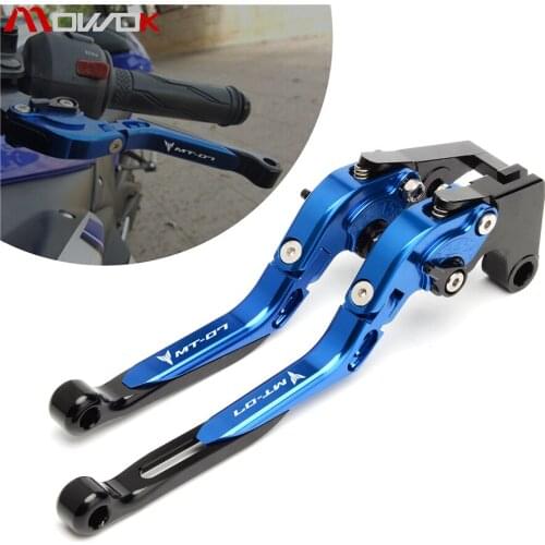 For YAMAHA MT 07 mt07 2014-2019 CNC Full Black Adjustable Folding Extendable Motorcycle Brake Clutch Levers With logo MT-07