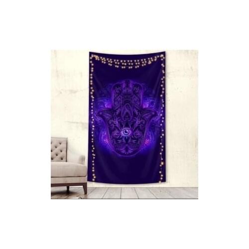 Purple Hamsa Hand Tapestry Wall Hanging Hippie Tapestries Wall Cloth Mandala Boho Carpet Bed Cover Home Decor