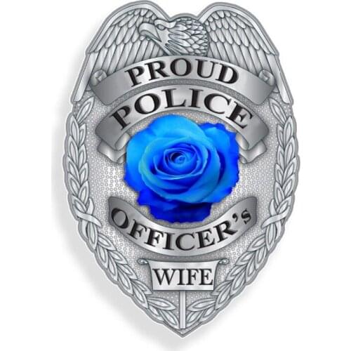 Blue Rose Proud Police Wife Badge Sticker Blue Line Car Window Laptop Cup Decal