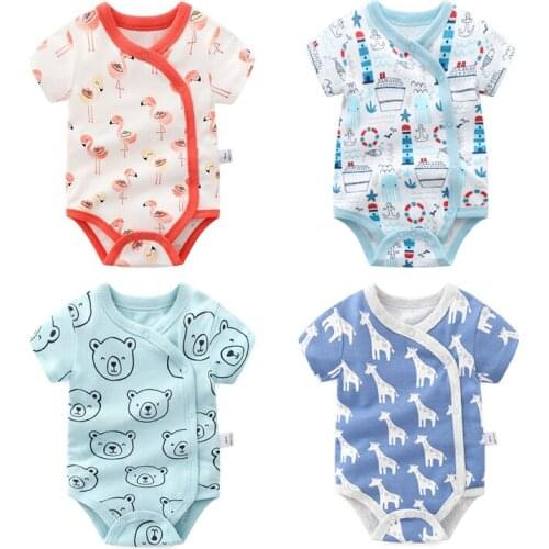 Ins Baby Summer Cotton Bodysuit For Boys And Girls 2021 Cotton Short Sleeve Newborn Baby Clothes 0-24m Christmas Pajama Clothing