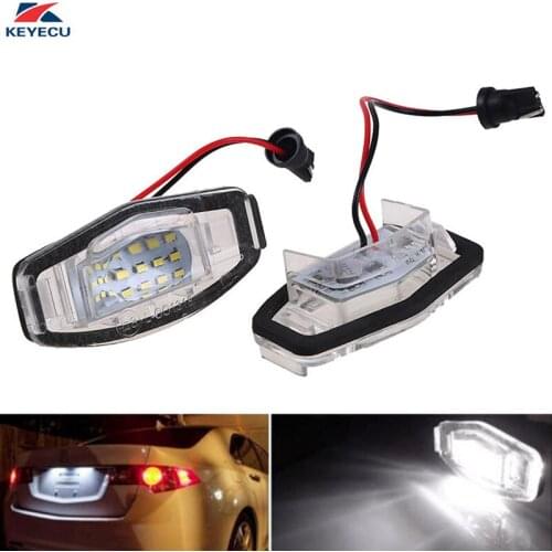 KEYECU 2 Pieces 3528 9SMD LED License Plate Light for Honda Civic City Accord