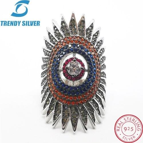 Vintage rings silver real 925 sterling jewelry for women rose gold with stone zircon solid elegant