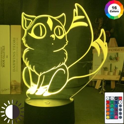 Cute Kirara Figure Led Night Lamp for Bedroom Decoration LED Touch Sensor Colorful 3d Night Light Unique Anime Inuyasha Gift