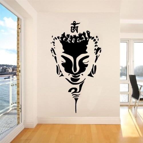 Buddha Face Minimalist Vector Wall Decal Sticker Buddhism Zen Yoga Mural Home Room Decoration A001962