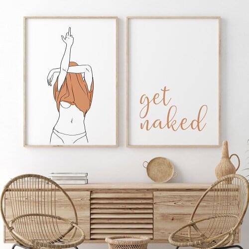 Fashion Woman Poster Female Body Canvas Painting Middle Finger Feminine Wall Line Art Print Nordic Picture For Living Room Decor