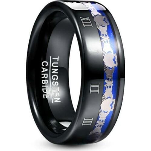 Black Tungsten Steel Mens Ring Love Friendship Engraved Roman Numeral Tungsten Carbide Ring Mens Engagement Jewelry