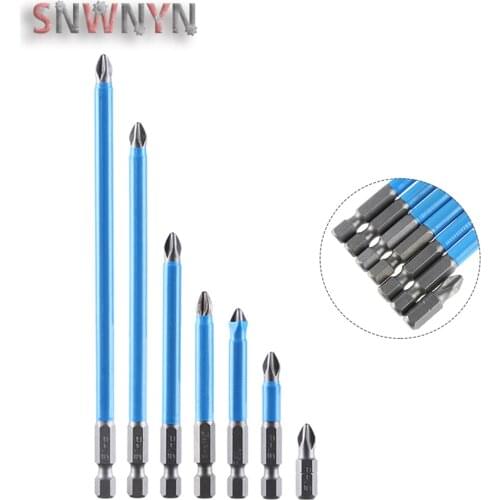 7pcs/set PH2 Anti Slip Electric Screwdriver Bit Set Magnetic Bits Hex Shank 25mm 50mm 65mm 70mm 90mm 127mm 150mm