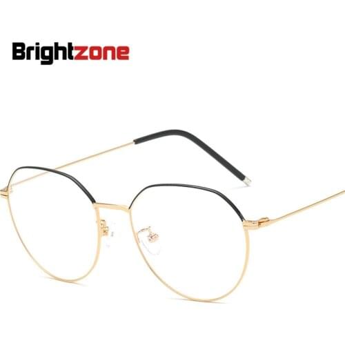 Brightzone 2018 New Glasses Full Frame Metal Anti Blue Light Spectacles Men Women Round Prescription Eyeglasses Clear Optical