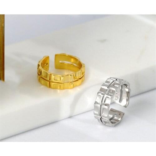 2021 New Double Glossy Table Bandwidth Geometric Open Ring Fashion Women Party Wedding Jewelry Gift Tibetan Silver Yiwu J01202