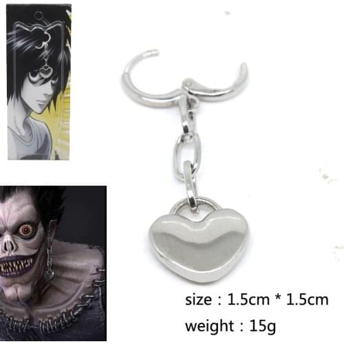 New Hot Cartoon Death Note Ryuuku Drop Earrings Men Women Heart High Quality Earrings Anime Alloy Earring Cosplay Gifts
