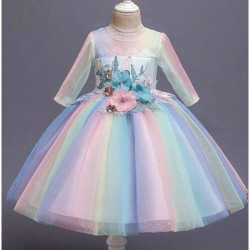 New Baby Girls Flower Dress Christmas Princess Wedding Elegant Kids Elegant Dresses Children Clothing Party Costume Clothes