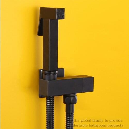 New Handheld Brass Black Chrome Wall-hung Toilet Bidet Sprayer Corner Drain Valve Kit