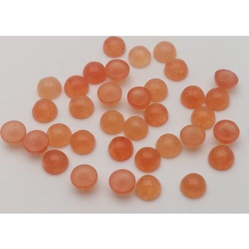 Wholesale Fashion orange color stone beads charm 4mm round CAB cabochon for jewelry Ring accessories no hole 50Pcs