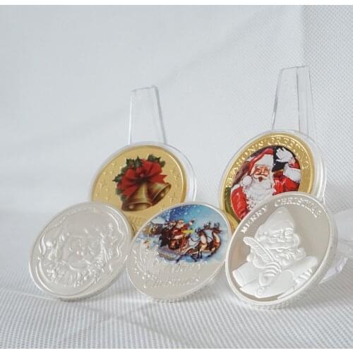 Merry Christmas Coin Snowman Deer Gold/Silver Commemorative Collectibles With Coin Capsule