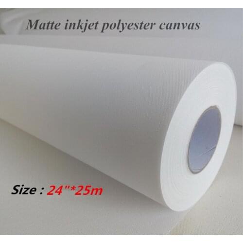24"*25m pigment matte surface inkjet polyester canvas roll , stretchable blank printing canvas