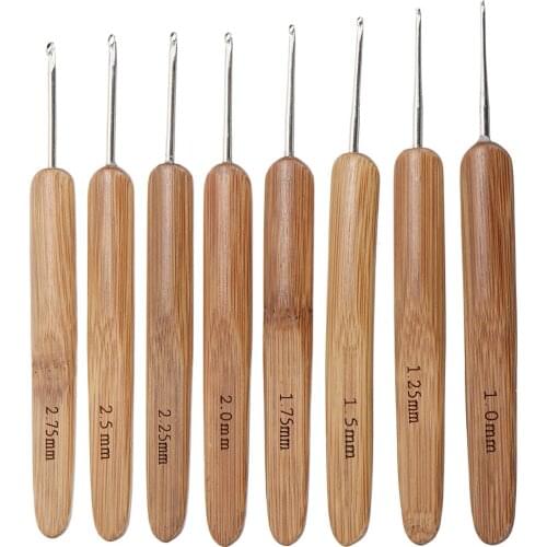 Durable 20X Bamboo Crochet Hook Set Handle DIY Wooden Knitting Needle With Case 1-10mm Home Sewing Art Craft Tools