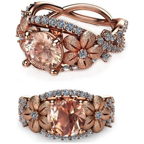Luxury 2017 new arrive promotion Daisy cute flower girl women fashion jewelry rose gold color champage cz engagement ring