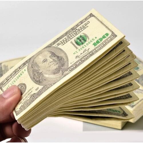 10pc 100 Dollar Toilet Tissue Paper Napkin Printing Natural Comfort Funny Toilet Bath Tissue Paper Home Party Wipe Thick 3 Layer