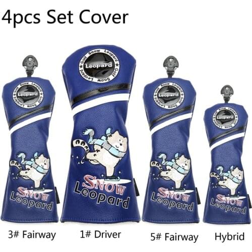 Siranlive snow leopard #1 #3 #5 H Golf Wood Headcovers 3PC/Set 460CC Driver/Fairway Wood/Hybrid PU Leather Head Covers Set