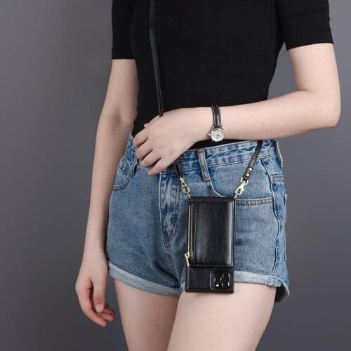 Crossbody Card Slot Zipper Case For Samsung Galaxy Note10 Plus Note9 S20 Ultra S9 S10 Plus A90 PU Leather Strap Shoulder Cover