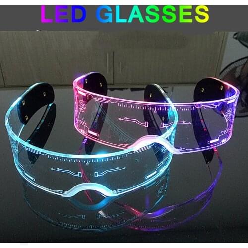 7 Color Changing LED Glowing Glasses For Nightclub Party KTV Christmas Halloween Birthday New Year Decorations Punk LED Glasses