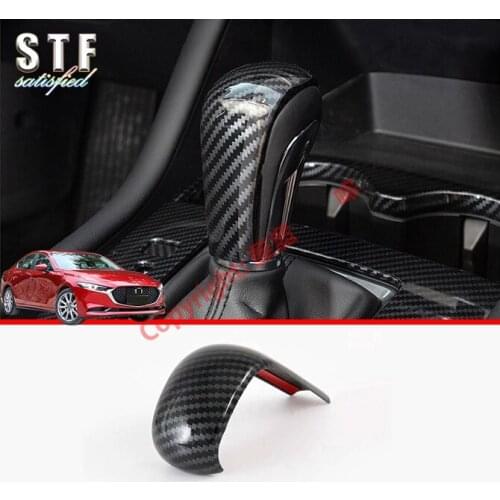 Carbon Fiber Style Car Decoration Interior Gear Head Shift Knob Switching Grip Cover Trim Molding For Mazda 3 M3 Axela 2019 2020