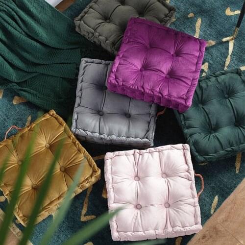 Thickened Tatami Velvet Cushion Soft Square Seat Pad With Handle Solid Color Simple Floor Seat Mat Home Decor Sofa Pillow Bay Wi