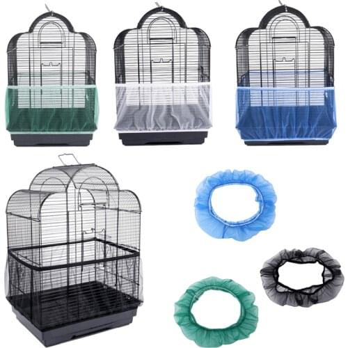 Receptor Seed Guard Nylon Mesh Bird Parrot Cover Soft Easy Cleaning Nylon Airy Fabric Mesh Bird Cage Cover Seed Catcher Guard