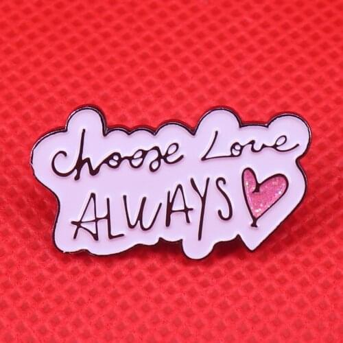 Choose love always pin glitter heart brooch cloud badge cute pins art love jewelry sweet Valentine gifts women accessories