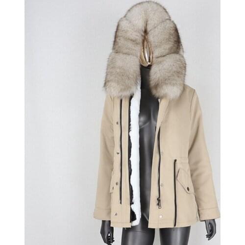 2021 New Removable Waterproof Parka Real Fur Coat Winter Jacket Women Natural Fox Fur Collar Hood Thick Warm Outerwear Warm