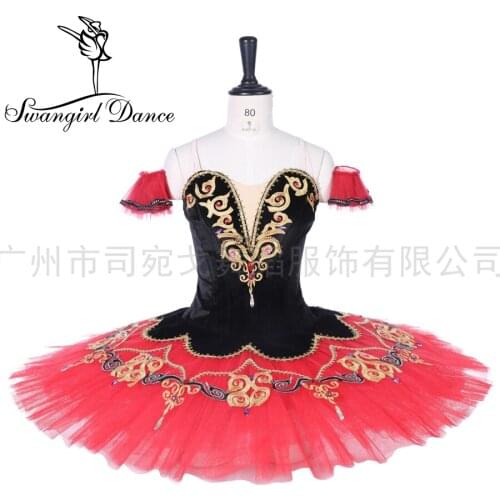 Black red don quixote ballet costumes women paquita professional ballet stage tutu costume pancake platter tutu BT9292