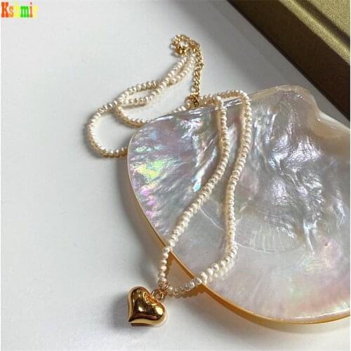 Kshmir Freshwater Pearl Necklace Pearl Necklace Pendant Clavicle Chain Fashion Female Temperament Metallic Gold Metal Women Punk