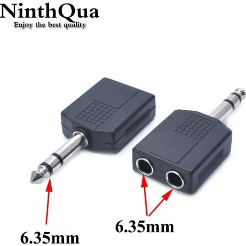 1/4" Stereo Audio Jack Plug Adapter Single Male to Female 6.35mm Dual Mono Stereo Jack Headphone Microphone Y Splitter Converter