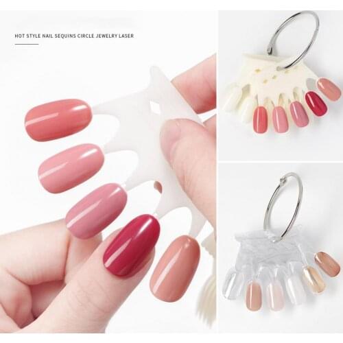 10Pcs/50Pcs Fan-Shaped Buckle Design Nail Display Card Practice ABS Crown Type Nail Art Tips Display Practice Stick for Manicure