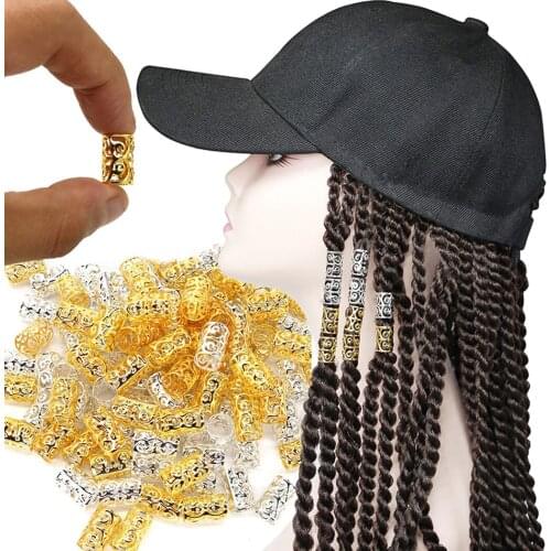 100PCS Women Dreadlocks Beads Decorative Metal Hair Rings Hair Cuffs Hair Decors Metal African Hair Rings Hair Accessories