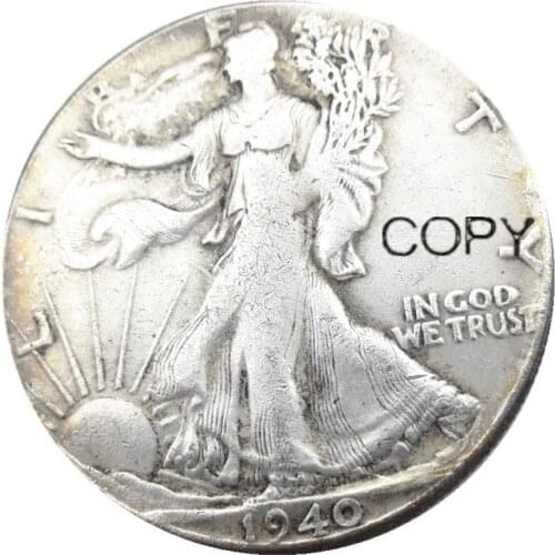 US 1940 PS Walking Liberty Half Dollar Silver Plated Copy Coins