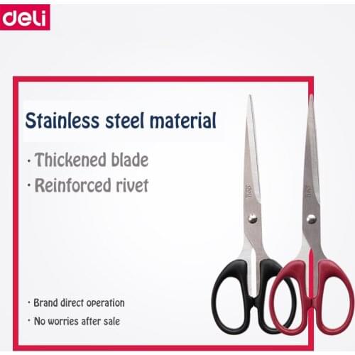 2PCS/LOT Deli Stainless scissors 3 size 2 colors red blue optional 160mm 178mm 210mm office school student scissors