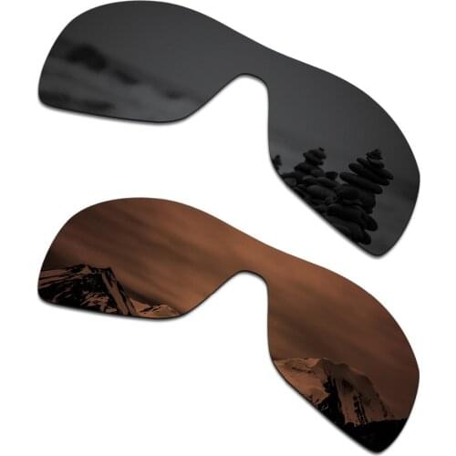 SmartVLT 2 Pieces Polarized Sunglasses Replacement Lenses for Oakley Antix Stealth Black and Amber Brown