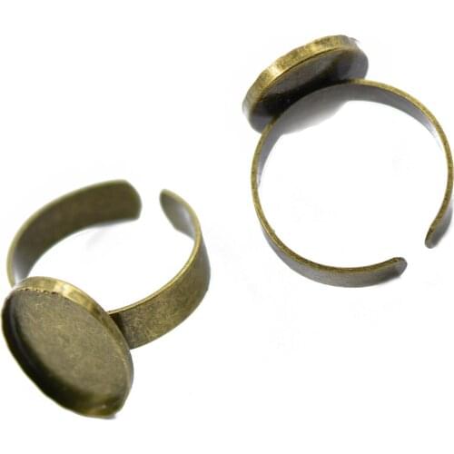 2pcs Adjustable Oval Ring Base Settings DIY Cabochon Antique Bronze Brass