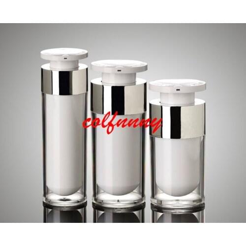 200pcs/lot silver 15ml30ml 50ml airless bottle high quality Acrylic vacuum pump bottles lotion bottle used for Cosmetic Containe