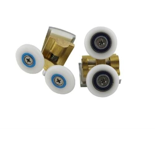 Free Shipping 4 pairs shower roller copper double pulley bathroom accessories diameter 26mm