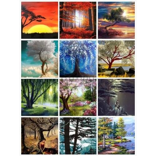 5D Diamond Painting Full Square/Round Drill"Tree scenery"Rhinestone mosaic Embroidery Cross Stitch manual Home Decor Gift Ruxing