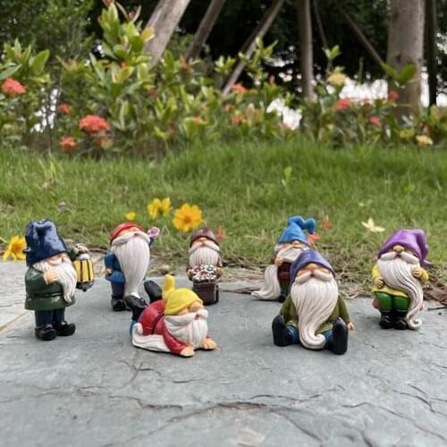 7PCS Mini Dwarf Figurine Garden Miniature Collectible Gnome Decor