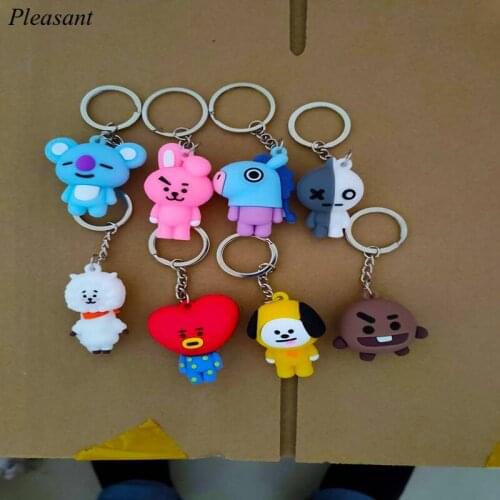 8pcs/set Korean Youth League Cartoon Doll Keychain High Quality Small Gift Bag Key Ring Wholesale Free Shipping