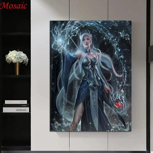 5D DIY Diamond Painting Fantasy Water Mage Woman,Ice Mage girl Art Full Square Drill Diamond Embroidery Handicraft Home Decor