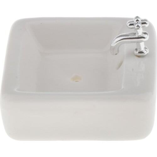 1:12 White Ceramic Wash Basin Sink Dollhouse Supplies Scenery Accessories