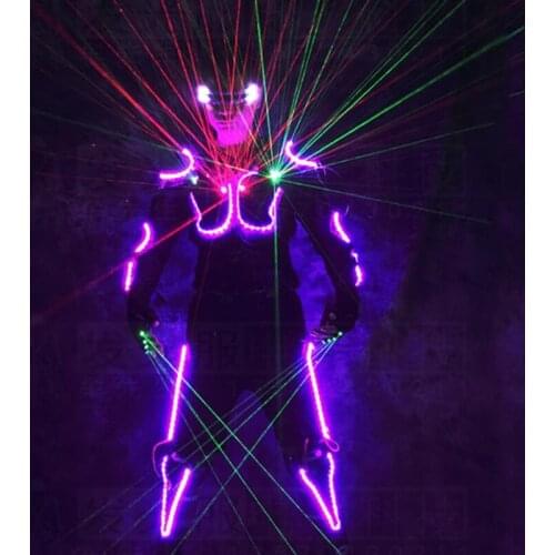 Free shipping mens light up LED tron costume led light costume performance wear